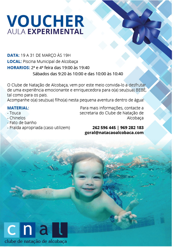 Voucher para usufruir de aula experimental para bebés.