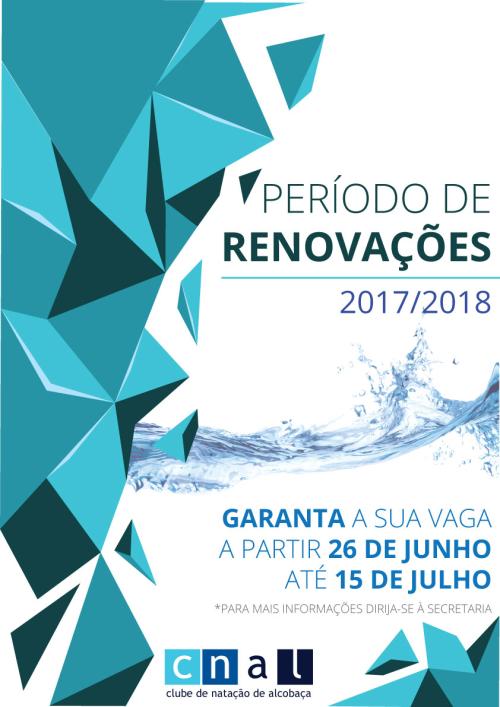 Cartaz informativo das renovações para 2018